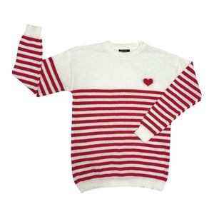 Cozy and Warm Striped Heart Sweater Size S (US 4)